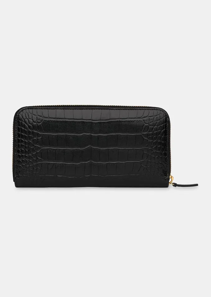 Whistles Wallets and Cardholders Black Shiny Croc Long Purse 8211 Women