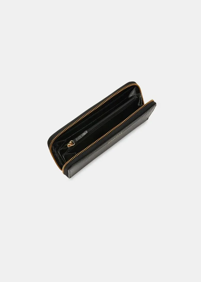 Whistles Wallets and Cardholders Black Shiny Croc Long Purse 8211 Women