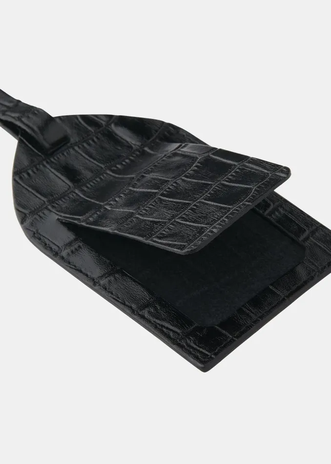 Whistles Wallets and Cardholders Black Shiny Croc Luggage Tag 8211 Women