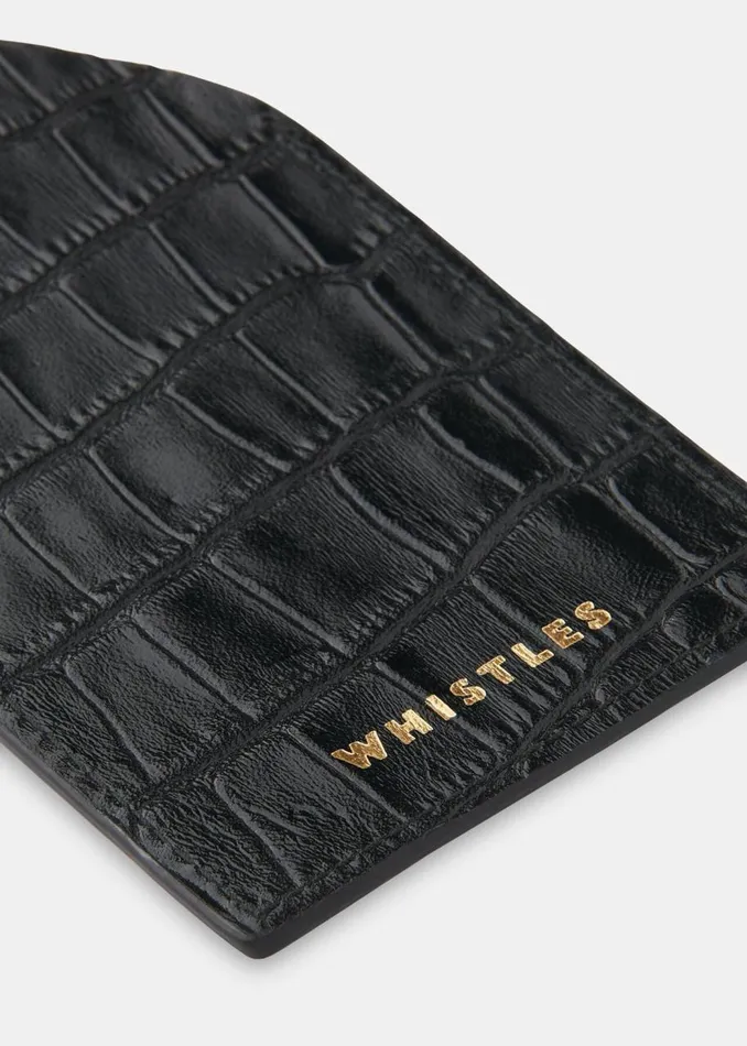 Whistles Wallets and Cardholders Black Shiny Croc Luggage Tag 8211 Women