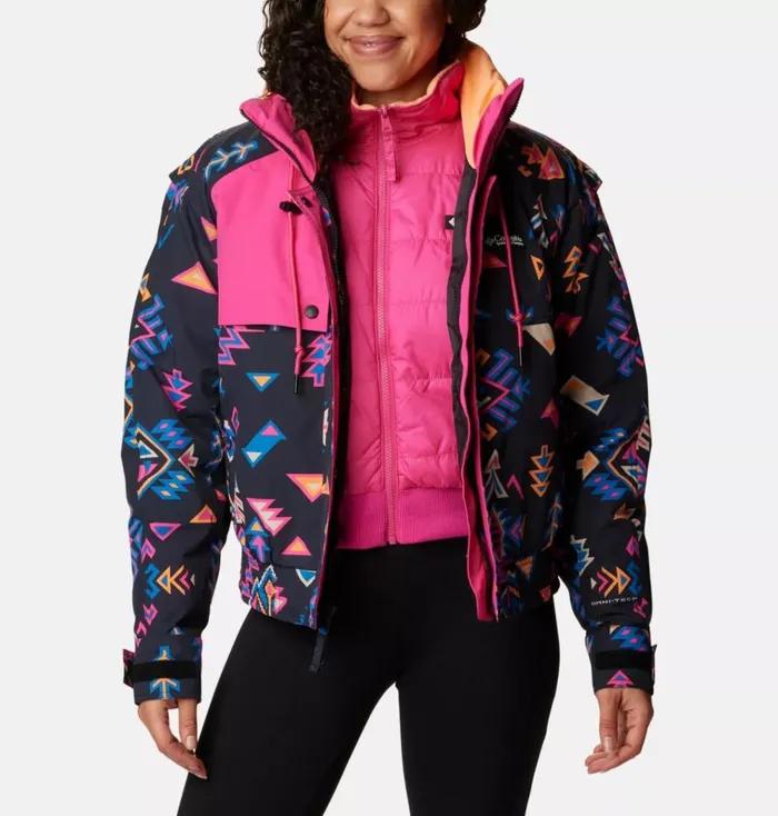 Wintertrainer Interchange Jacket Black Woven Nature Print Fuchsia Fizz Womens Columbia Sportswear 3in1 Interchange Wintertrainer Interchange Jacket Black Woven Nature Print Fuchsia Fizz Womens Columbia Sportswear 3in1 Interchange