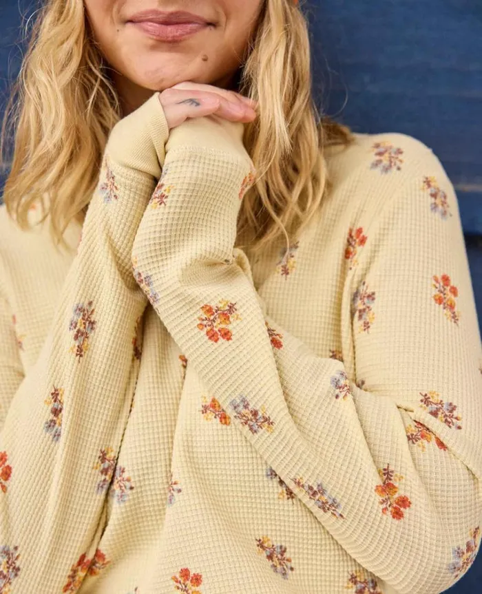 Women039s Foothill Waffle Knit Thermal Crew ToadandCo Barley Floral Print Toad and Co Tees Buy 3 Get 20 Off