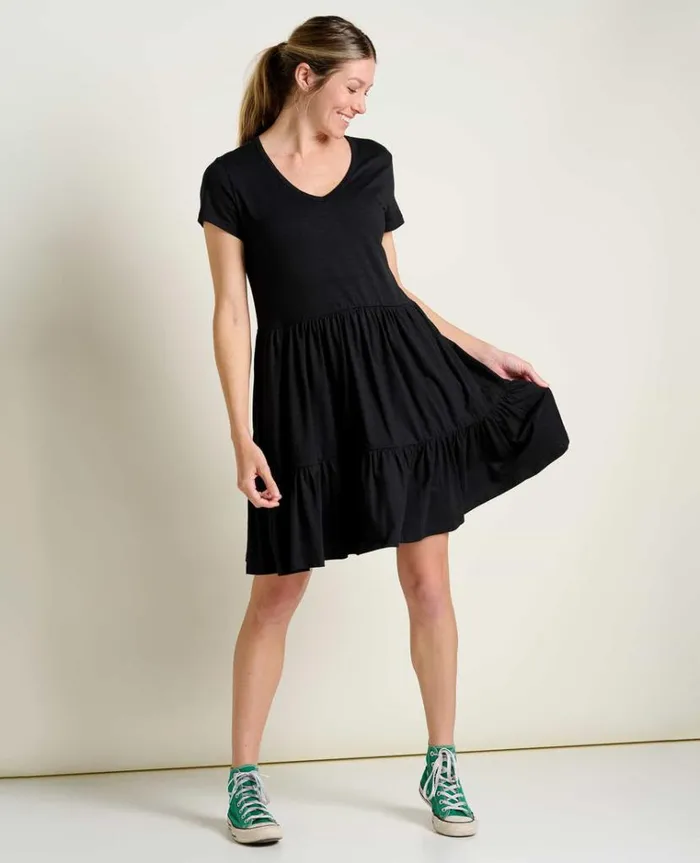 Women039s Marley Tiered Short Sleeve Dress ToadandCo Black Toad and Co Dresses