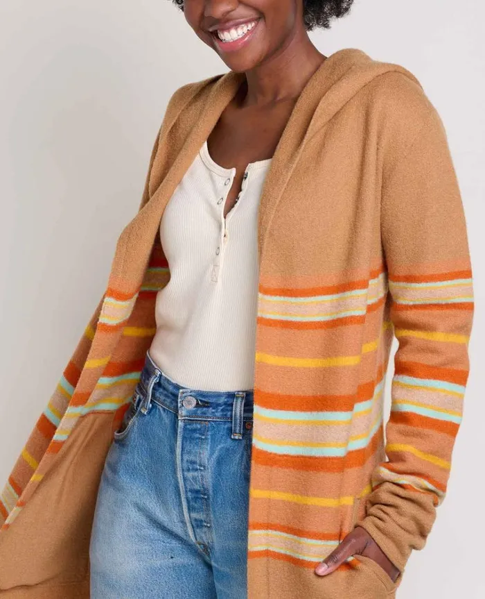 Women039s Merino Wool Heartfelt Hoodie Eco Friendly Sweater ToadandCo Tabac Stripe Toad and Co Sweaters