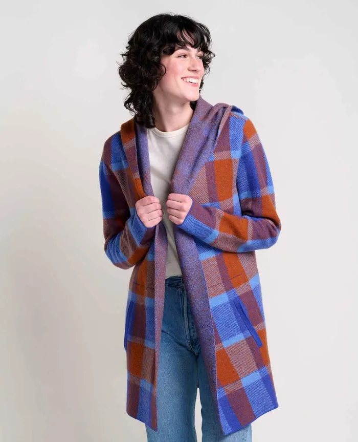 Women039s Merino Wool Heartfelt Hoodie Eco Friendly Sweater ToadandCo Umber Plaid Toad and Co Sweaters