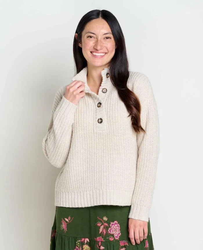 Women039s Moss Point Henley Sweater ToadandCo Oatmeal Heather Ii Toad and Co Jackets Vests and Layers
