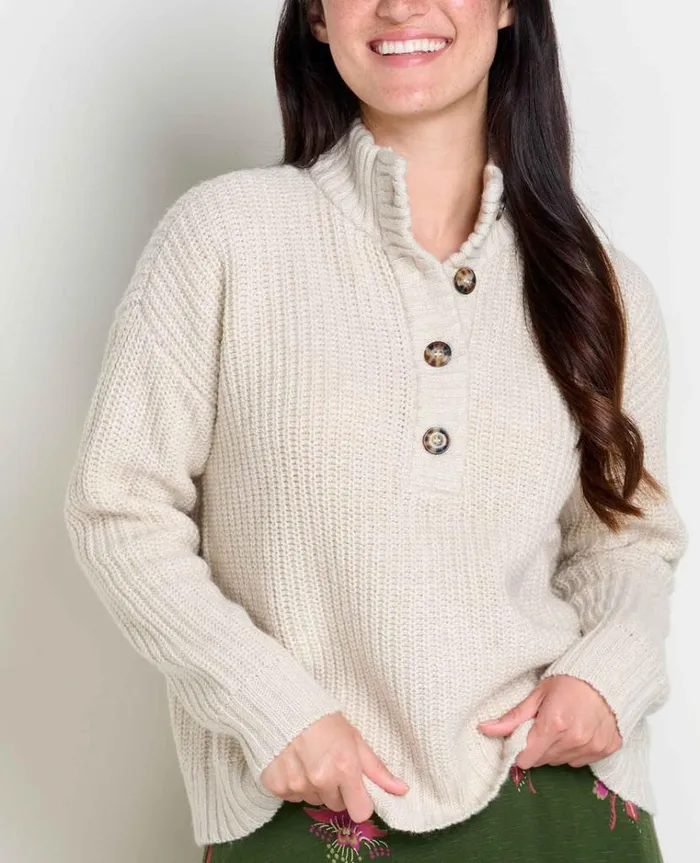 Women039s Moss Point Henley Sweater ToadandCo Oatmeal Heather Ii Toad and Co Jackets Vests and Layers