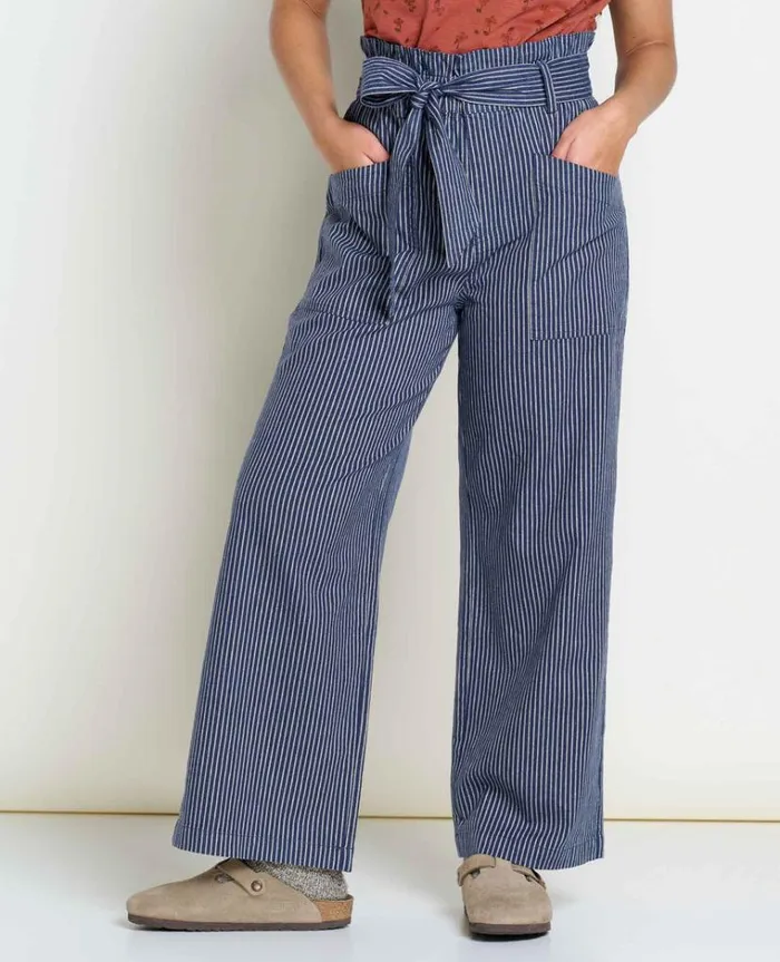 Women039s Tarn Wide Leg Trouser Pant ToadandCo Navy Railroad Stripe Toad and Co Pants