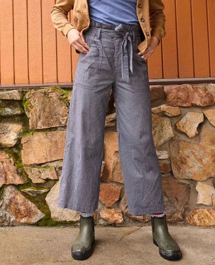 Women039s Tarn Wide Leg Trouser Pant ToadandCo Navy Railroad Stripe Toad and Co Pants