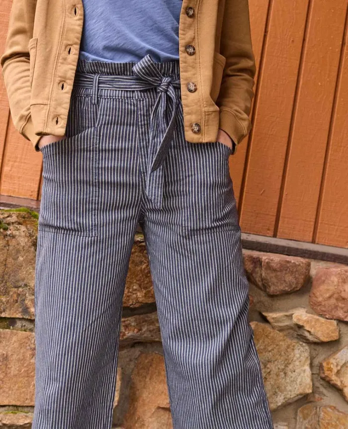 Women039s Tarn Wide Leg Trouser Pant ToadandCo Navy Railroad Stripe Toad and Co Pants