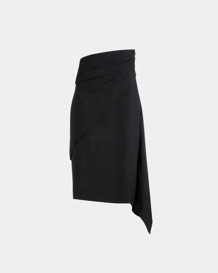 Women Asymmetric Midi Skirt In Black Fluid Crepe Bally Dresses and Skirts