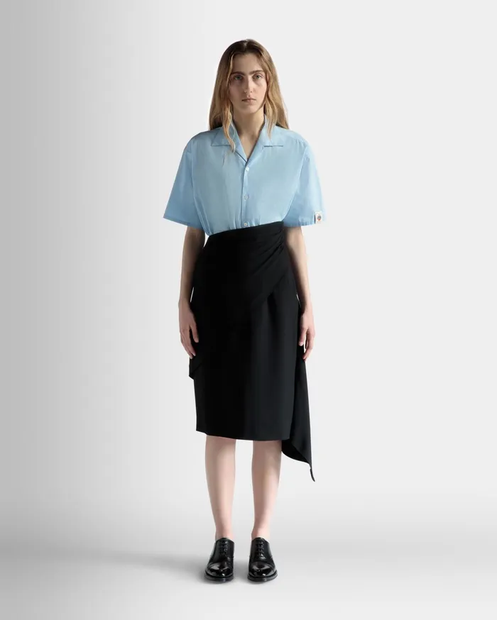 Women Asymmetric Midi Skirt In Black Fluid Crepe Bally Dresses and Skirts