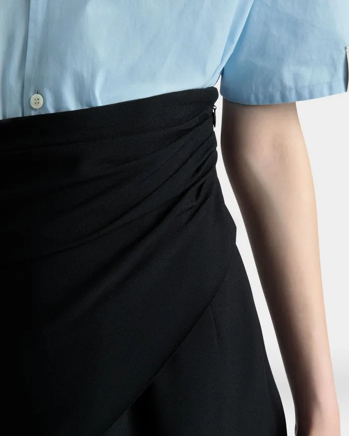 Women Asymmetric Midi Skirt In Black Fluid Crepe Bally Dresses and Skirts