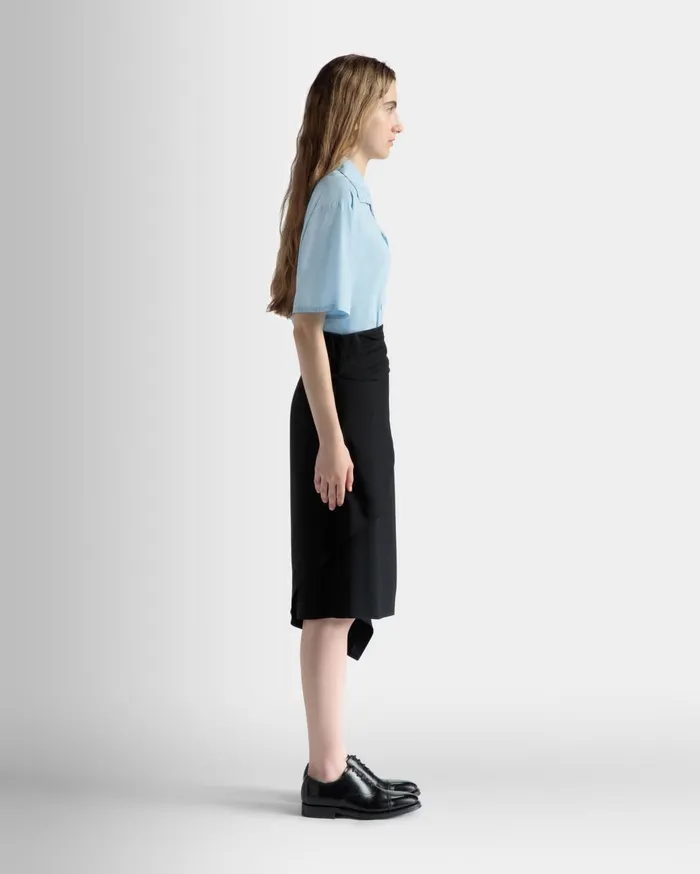 Women Asymmetric Midi Skirt In Black Fluid Crepe Bally Dresses and Skirts