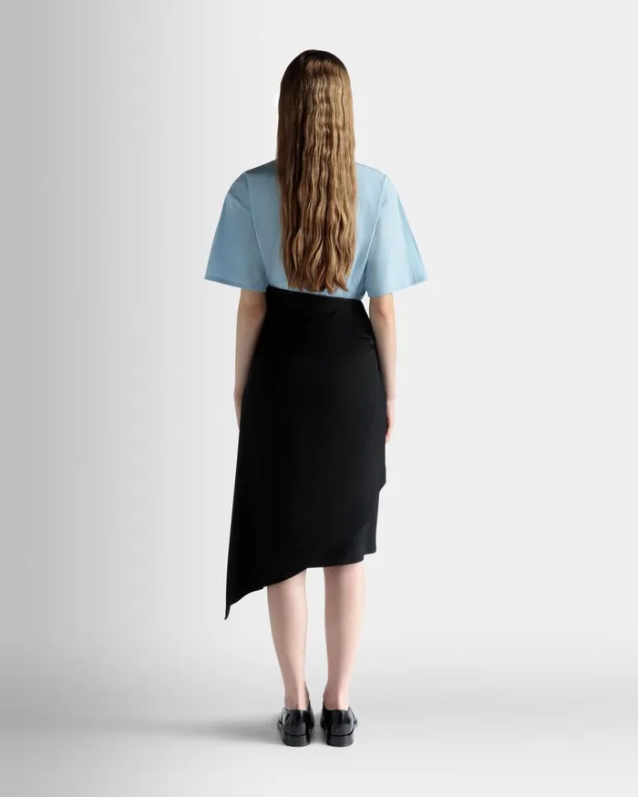 Women Asymmetric Midi Skirt In Black Fluid Crepe Bally Dresses and Skirts