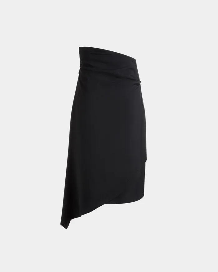 Women Asymmetric Midi Skirt In Black Fluid Crepe Bally Dresses and Skirts