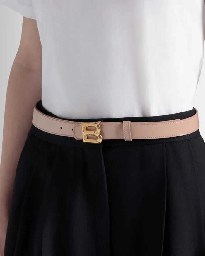 Women B Bold 25mm Belt In Light Beige Patent Leather Bally Belts