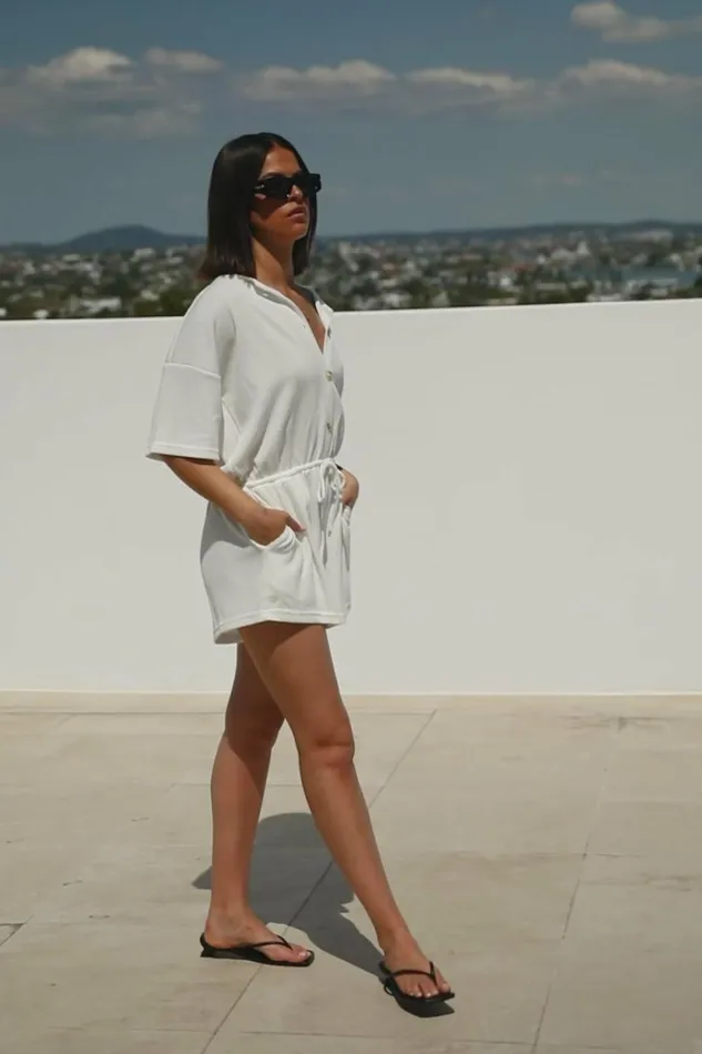 Women Back In SABO SKIRT Juniper Playsuit 8211 White