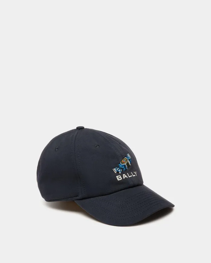 Women Baseball Hat With ChocoCandy Detail In Navy Blue Cotton Bally Gloves and Hats