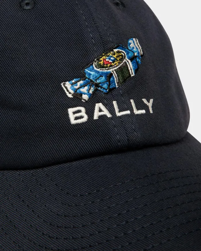 Women Baseball Hat With ChocoCandy Detail In Navy Blue Cotton Bally Gloves and Hats