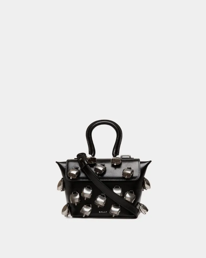 Women Belle Minibag In Black Leather With Bells Bally Mini and Belt Bags