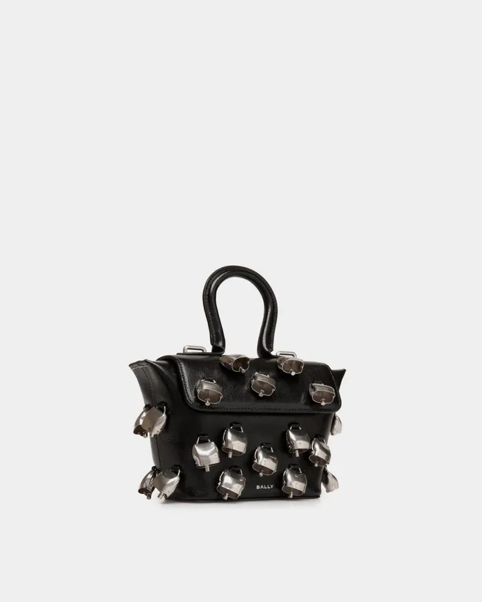 Women Belle Minibag In Black Leather With Bells Bally Mini and Belt Bags