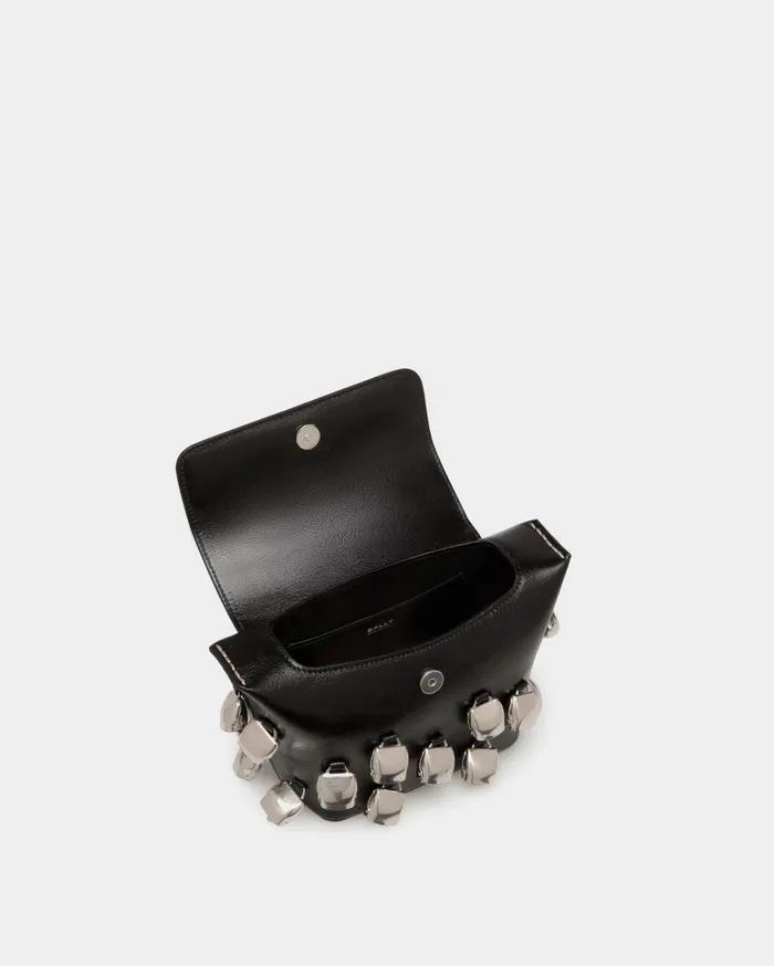 Women Belle Minibag In Black Leather With Bells Bally Mini and Belt Bags