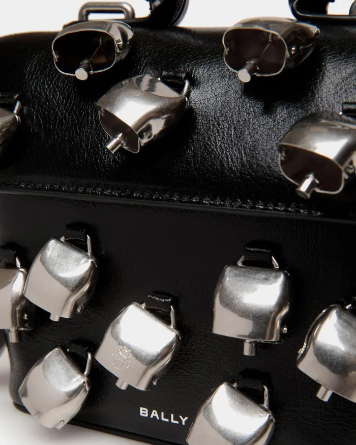 Women Belle Minibag In Black Leather With Bells Bally Mini and Belt Bags