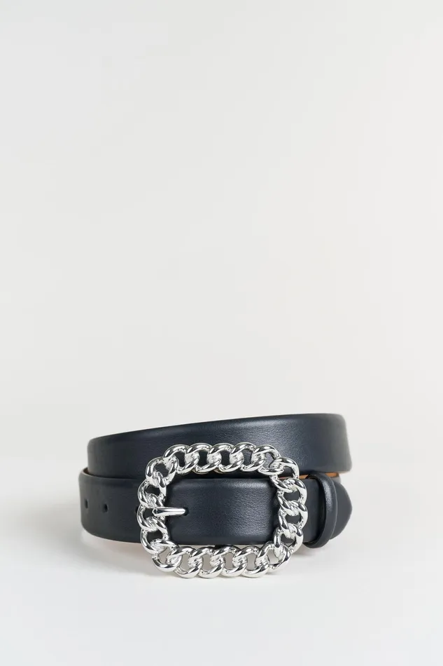 Women Belts Elie Tahari Chain Buckle Belt Blacksilver