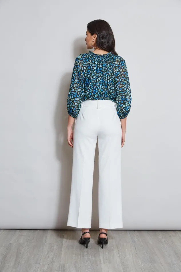 Women Bottoms Elie Tahari Belted Crepe Pant Sky White