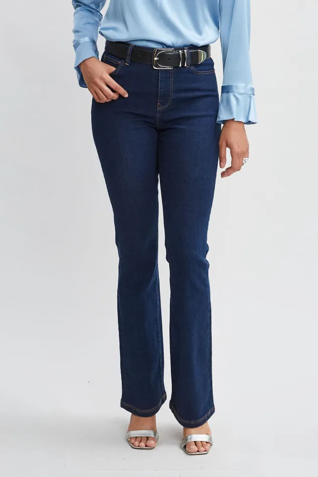 Women Bottoms Elie Tahari Fit and Flare Jeans Dark Wash