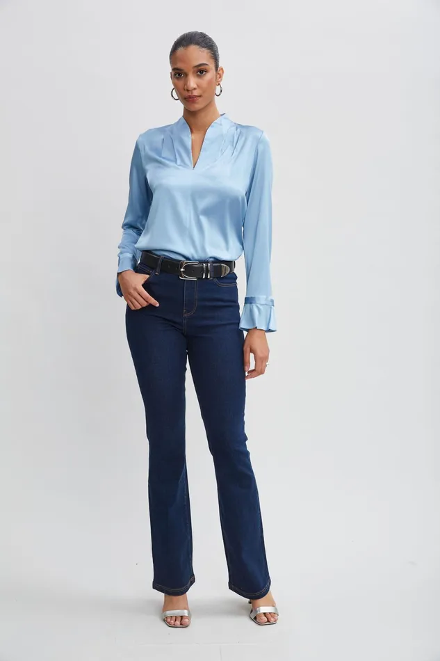 Women Bottoms Elie Tahari Fit and Flare Jeans Dark Wash