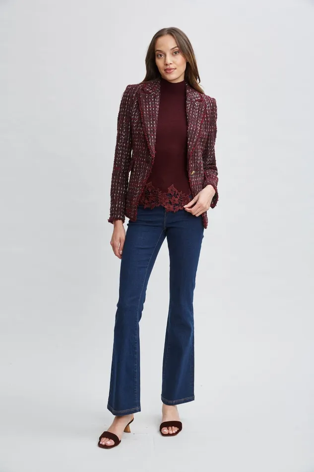 Women Bottoms Elie Tahari Fit and Flare Jeans Dark Wash