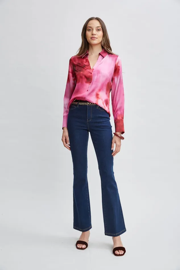 Women Bottoms Elie Tahari Fit and Flare Jeans Dark Wash