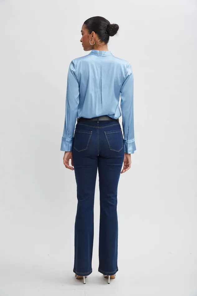 Women Bottoms Elie Tahari Fit and Flare Jeans Dark Wash