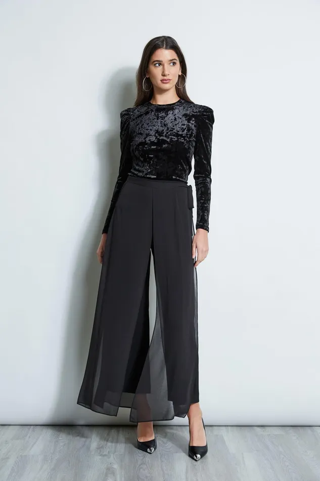 Women Bottoms Elie Tahari Overlay Pant Black