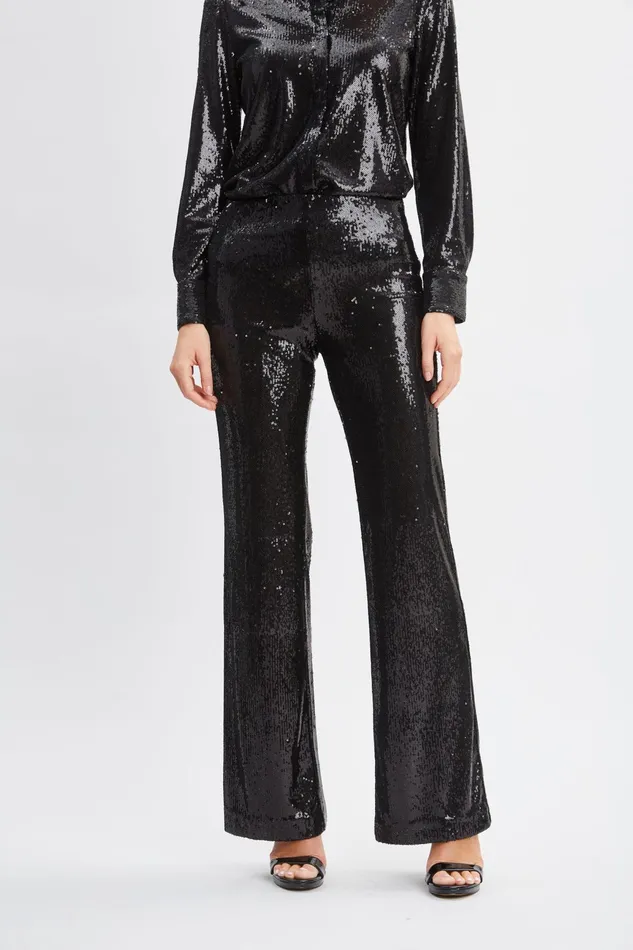 Women Bottoms Elie Tahari Sequin Pant Black