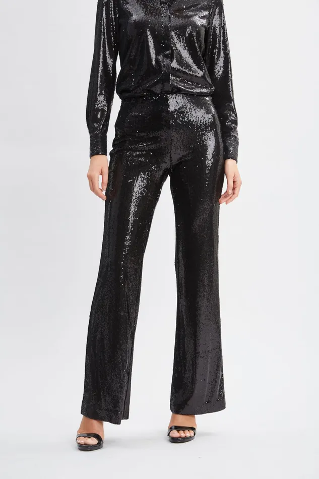 Women Bottoms Elie Tahari Sequin Pant Black