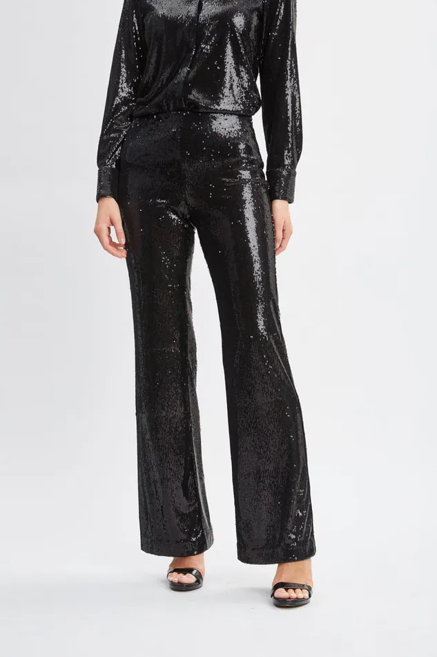 Women Bottoms Elie Tahari Sequin Pant Black