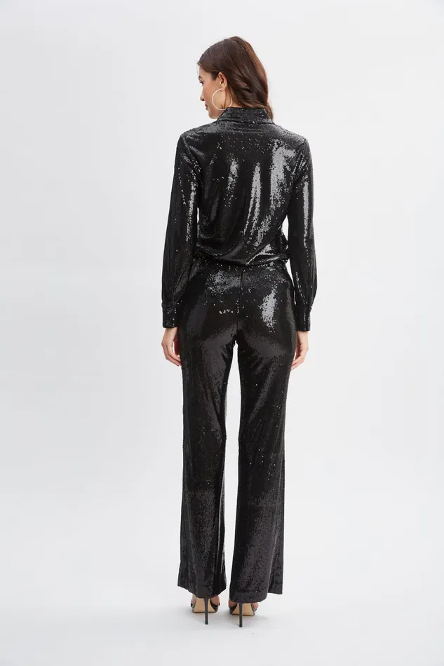 Women Bottoms Elie Tahari Sequin Pant Black