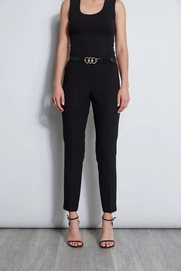 Women Bottoms Elie Tahari Slim Fit Crepe Pant Black