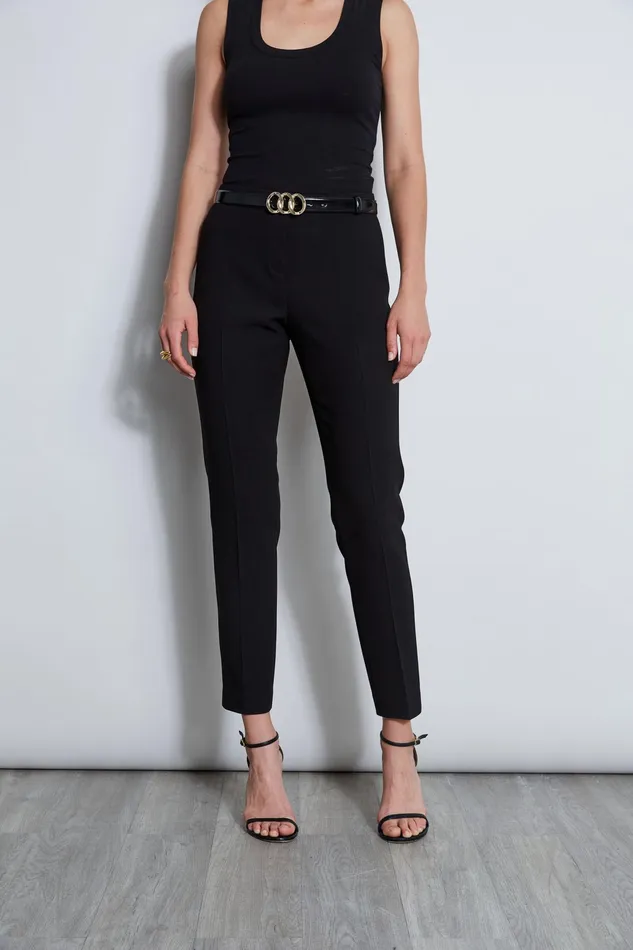 Women Bottoms Elie Tahari Slim Fit Crepe Pant Black
