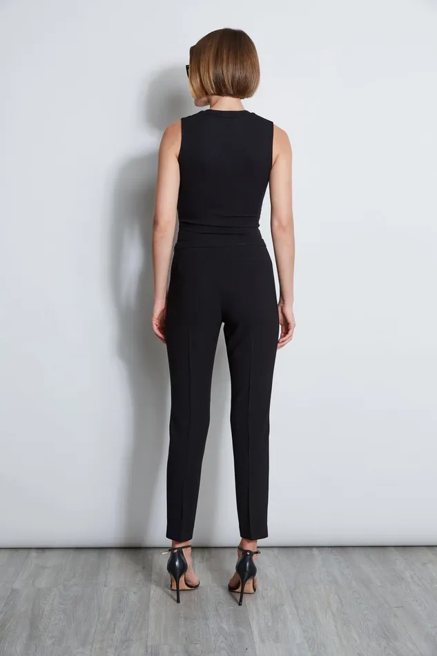 Women Bottoms Elie Tahari Slim Fit Crepe Pant Black