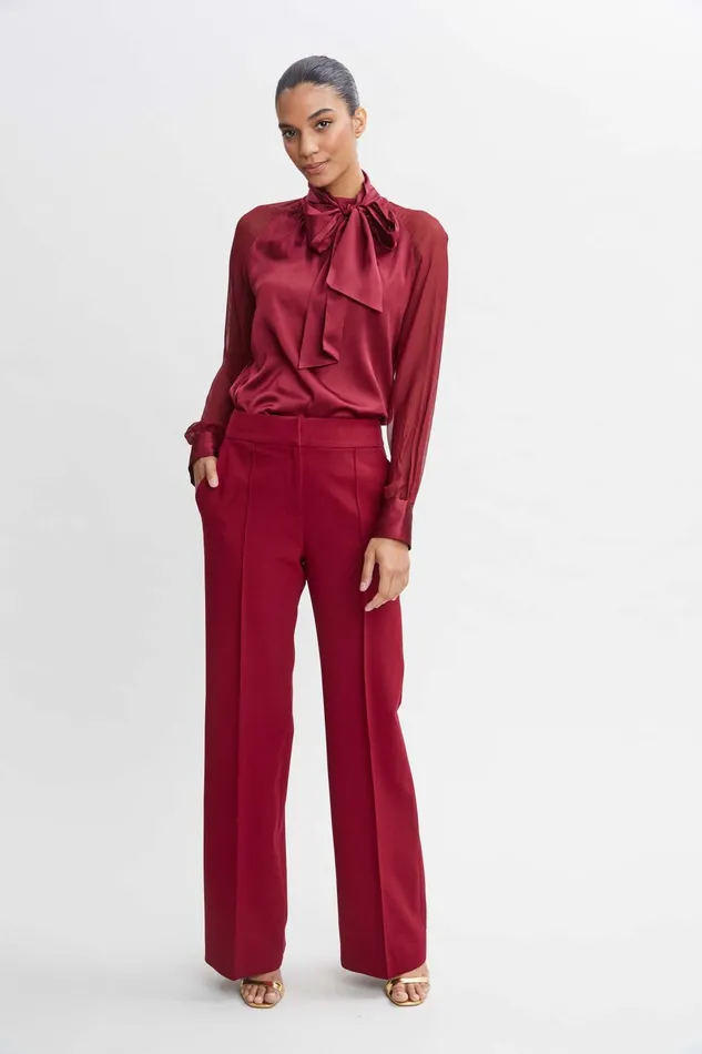 Women Bottoms Elie Tahari Wide Leg Pant Sangria