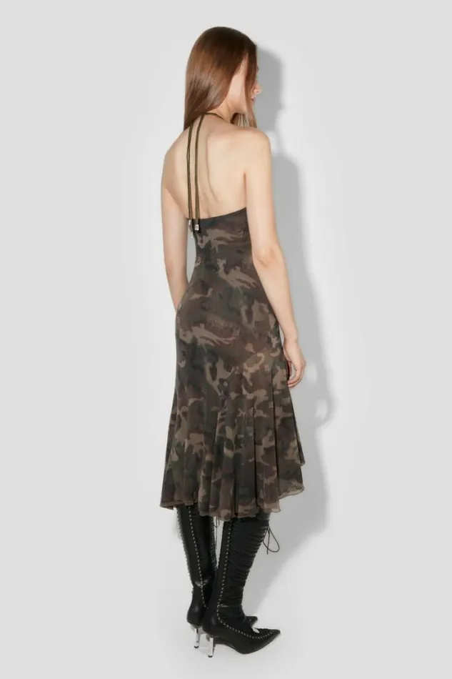 Women Camo Mesh Trapezoid Midi Dress MISBHV Dresses