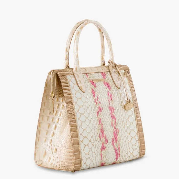 Women Caroline Apricot Rose Valentia Brahmin Satchels Chevron Women Caroline Apricot Rose Valentia Brahmin Satchels Chevron