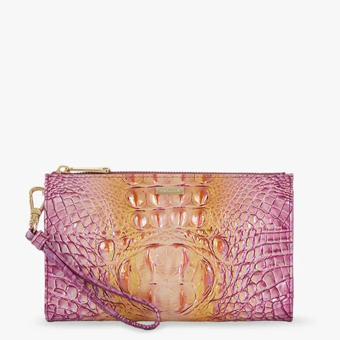 Women Daisy Grapefruit Ombre Melbourne Brahmin Wallets and Wristlets Chevron