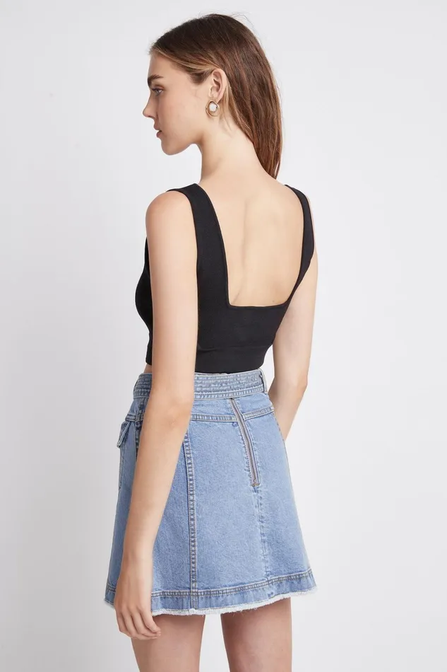 Women Denim Aje Arlow Denim Mini Skirt Classic Wash