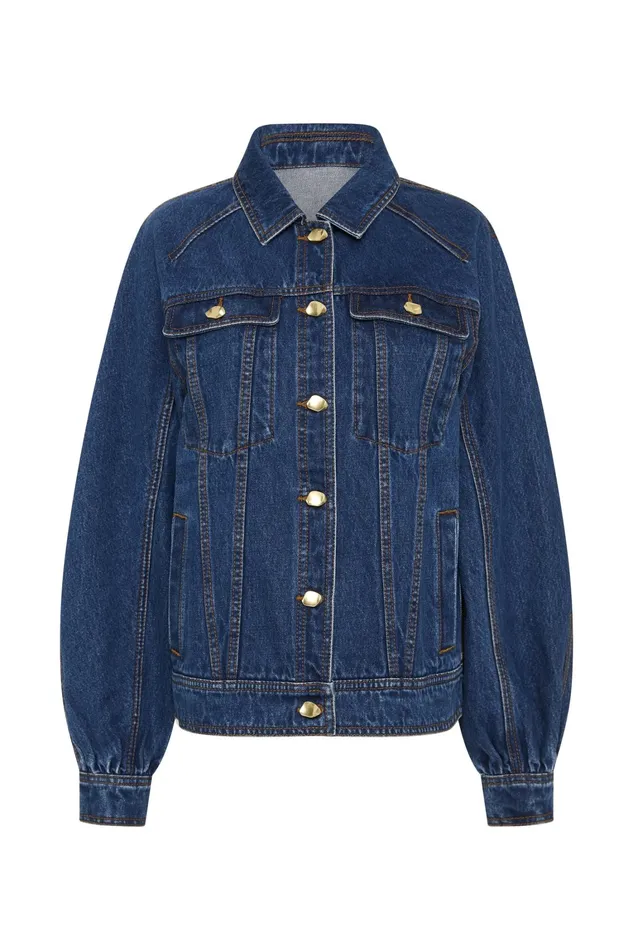 Women Denim Aje Colorado Denim Jacket Washed Indigo