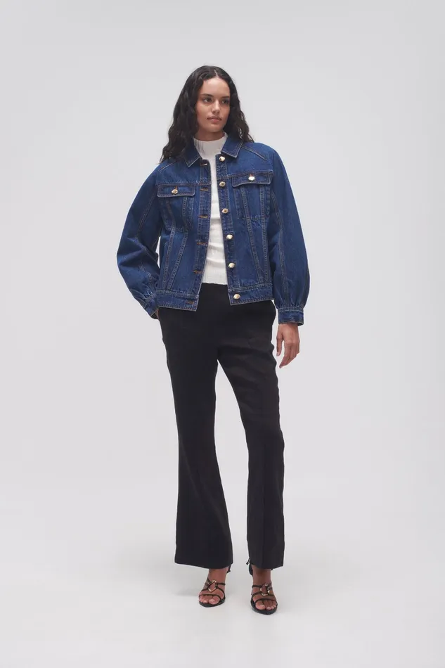 Women Denim Aje Colorado Denim Jacket Washed Indigo